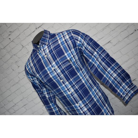 Chaps Dress Shirt Mens Size Medium Long Sleeve Performance Blue Plaid - Picture 6 of 6